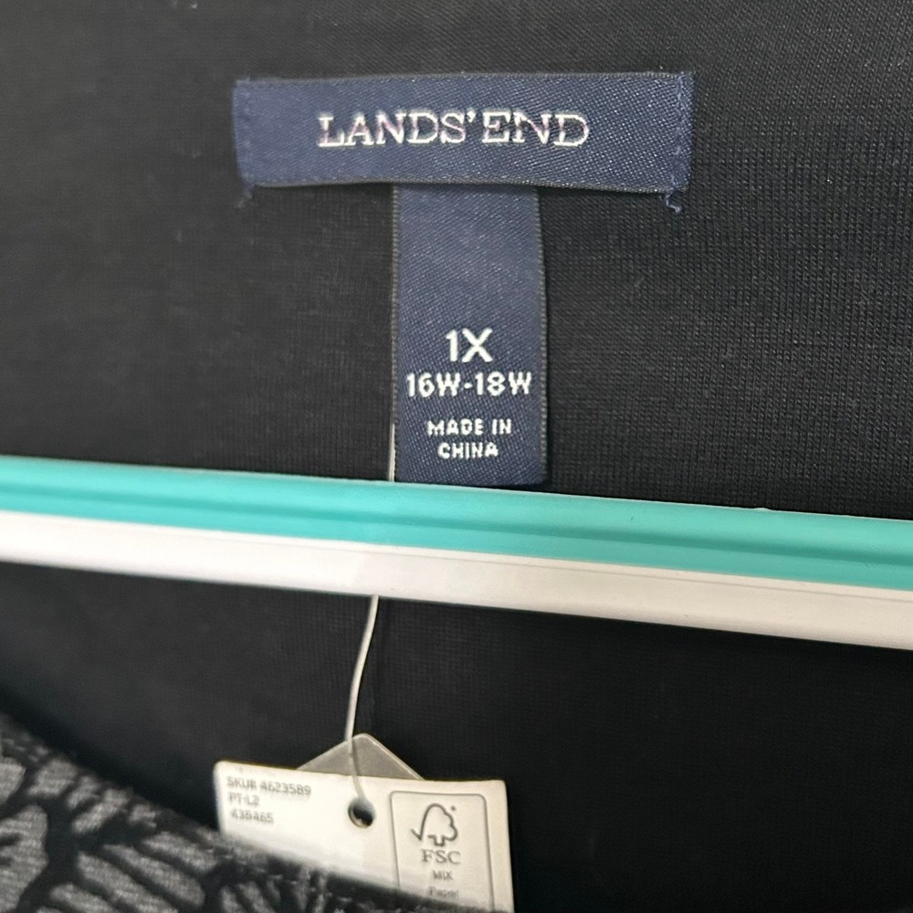 Lands' End Women's Dress 1X 16W-18W Gray Black Velvet Floral Fit & Flare NWT - Picture 5 of 11